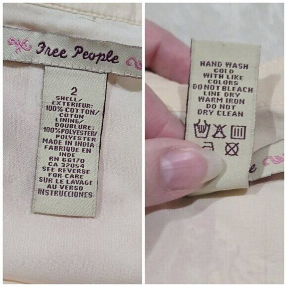 Free People ✦ Pleated Floral Midi Skirt ✦ Beige Cotton Red Print Size 2 - Picture 10 of 11